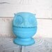 Fenton Fairy Lamp Light Owl Decorative Aqua Blue Milky Satin Glass Vintage