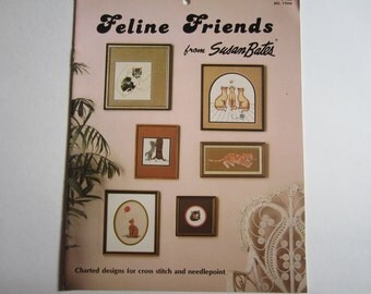 Vintage Craft Book , Cat Cross Stitch Book, Feline Friends