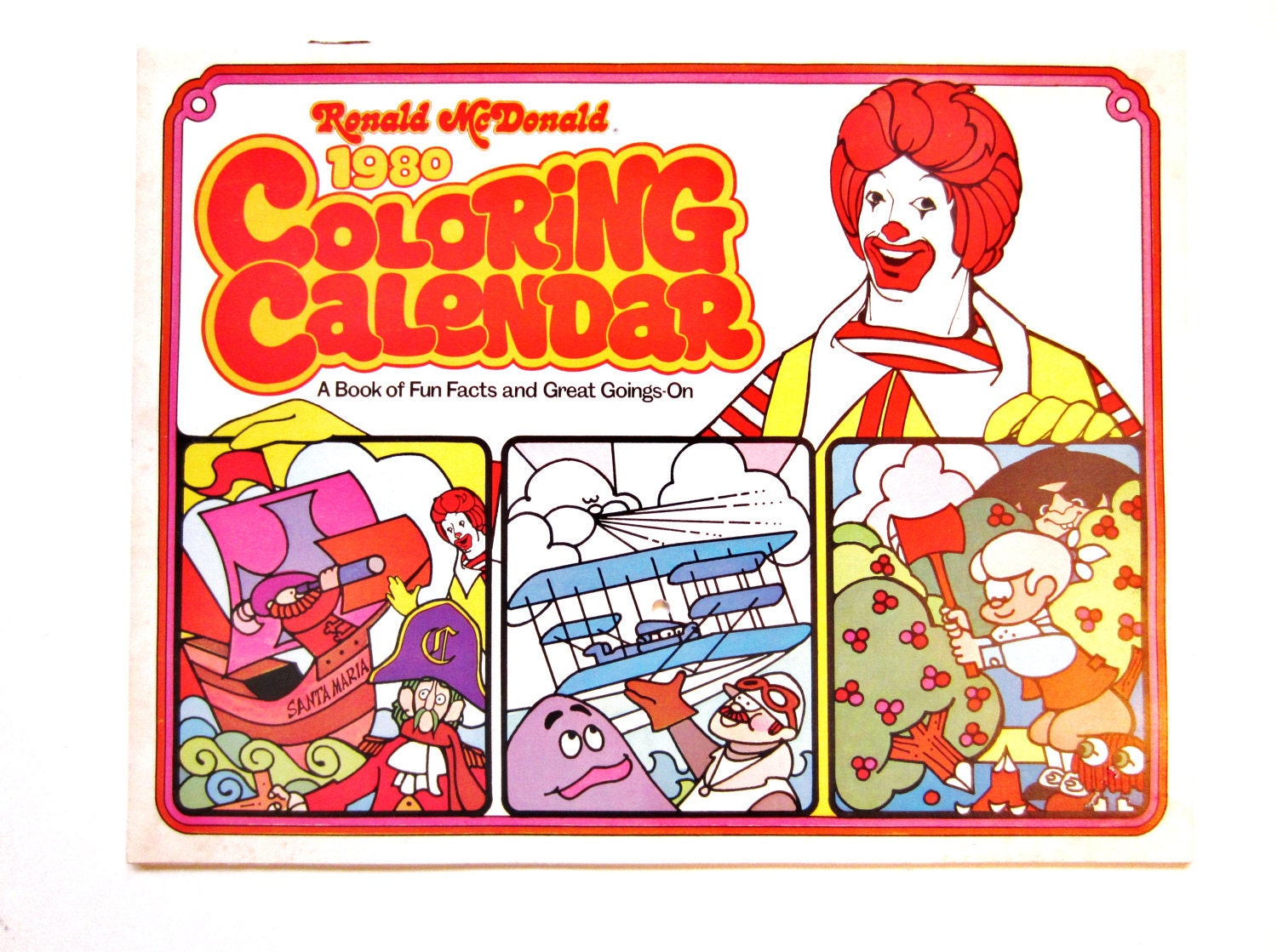 Download 1980 McDonalds Coloring Calendar Vintage Advertisement