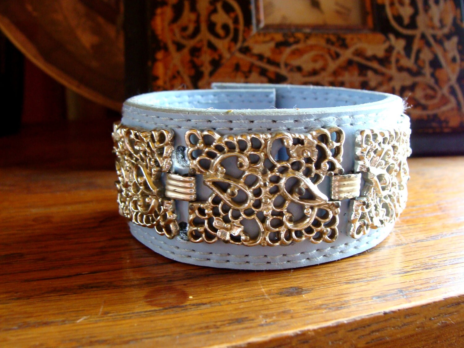 Upcycled Belts & Repurposed Vintage Jewelry into Leather Cuff