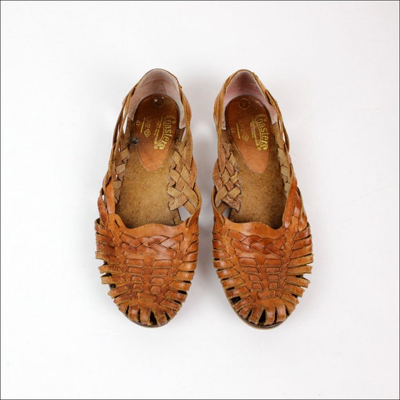 maple leather huaraches 6 / woven flats / COASTERS