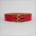 red leather corset belt S / double buckle cinch belt