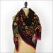 folk printed scarf / Scandinavian floral print / huge black wool wrap