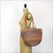 straw bag / woven basket tote / tan & purple striped market bag