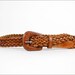braided leather belt S/M chestnut brown / tooled buckle