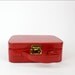 HOLD red leather box purse / mini suitcase or make-up box