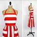 stripe sun dress S / block stripe LANZ criss cross back dress / red and white