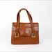 chestnut leather bag / Argentina accordion satchel / goldtone hardware