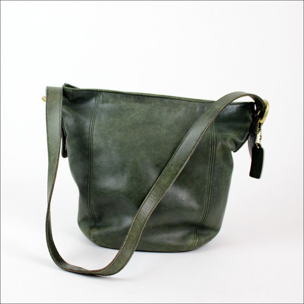 vintage COACH green leather hobo / slouchy hunter green purse