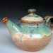 Personal Teapot Green Speckled Cream Glaze
