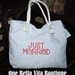 Monogrammed Just Married Bride Bridesmaid Seersucker Bag Enagagement Bag Bridal Destination Guest Bridesmaid Gift Bag- 4 Colors