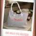 Monogrammed Chocolate Seersucker Everything Tote