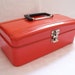 RESERVED LISTING for Ellie - Vintage Orange Metal Tool Box - Industrial Chic