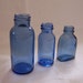 Vintage Blue Glass Bottles - Lot of Three