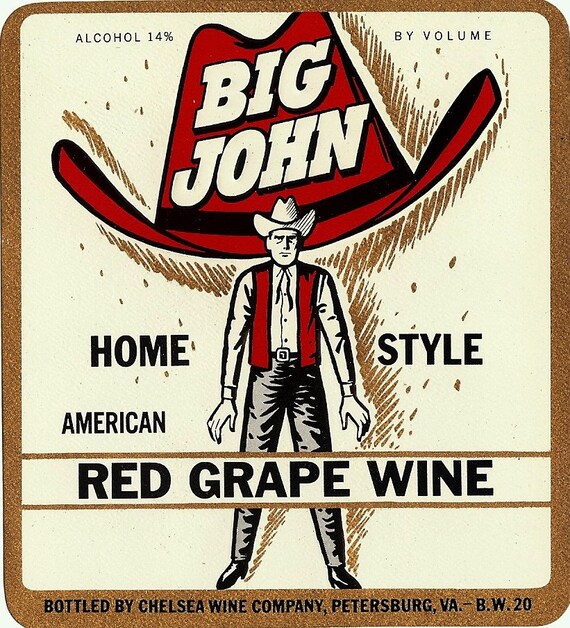 Vintage Big John Wine label