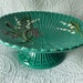 Vintage Majolica Cake Stand - Lily of the Valley - Teal Green - Hand Painted - Germany