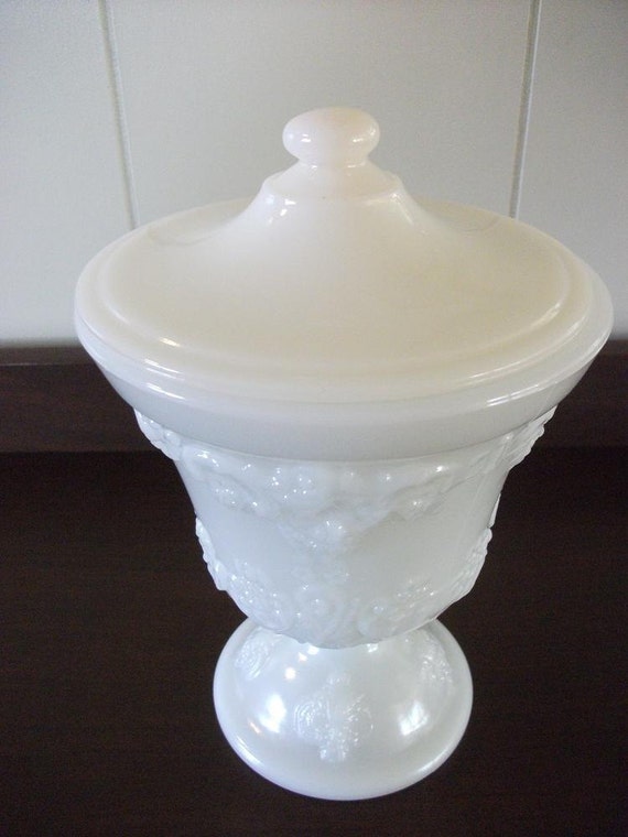 Vintage Milk Glass Candy Dish with Lid