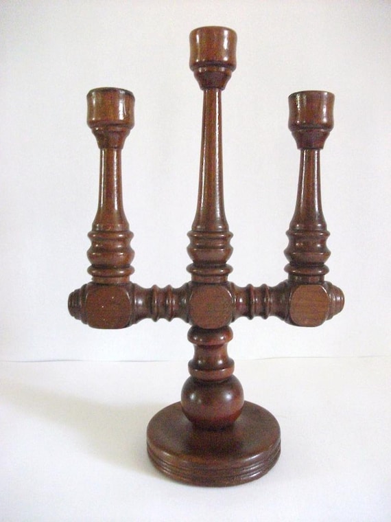 Vintage Wood Candelabra