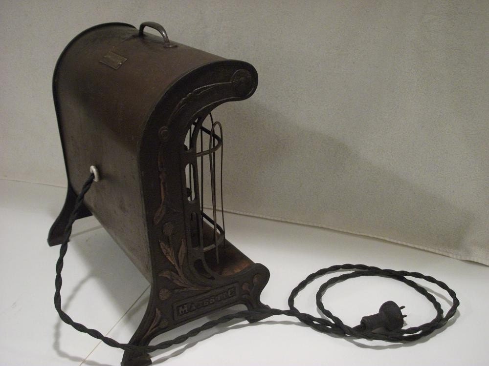 Vintage Electric Heater Brass Cast Iron