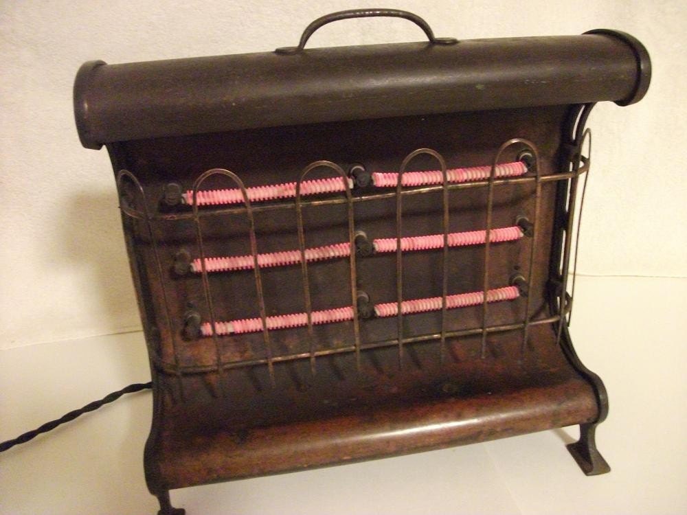 Vintage Electric Heater Brass Cast Iron