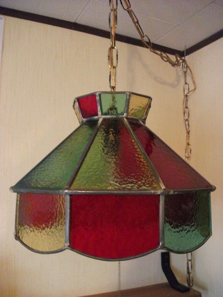 Vintage Stained Glass Hanging Lamp