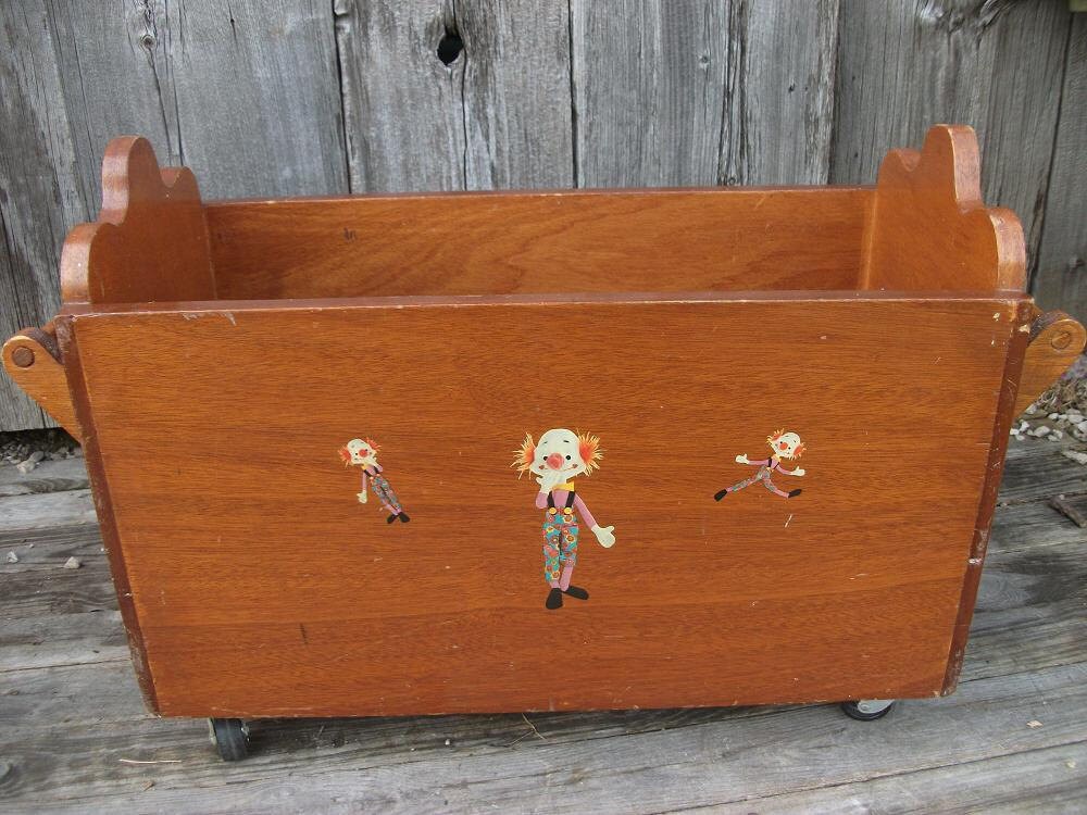 vintage toy box on wheels