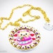 On Sale LAST ONE Kuma Loves Macarons Cameo Pendant with Swarovski Crystals on Gold Plated Chain