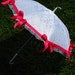 Girls Sun Parasol - White and Hot Pink - Lace - Ribbon Sun Umbrella