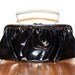 Vintage Black Vinyl Patent Leather Clutch with Silver Handle