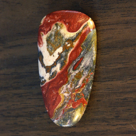 Indian Blanket Jasper natural stone cabochon 33x65mm hand cut