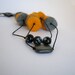 Pebble necklace, felted necklace, long double strand necklace, felt bead necklace, textile jewelry, boho necklace long, grey yellow, on sale