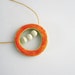 Circle pendant orange and green abacus, minimal necklace, modern jewelry, geometric necklace