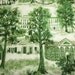Very Rare Grandma Moses "Williamstown Toile" Unused Vintage Barkcloth - 29 x 23 Inches