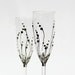 Black and White Wedding Toasting Champagne Flutes Hand Painted and Decorated with Clear Swarovski Crystals