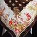 Vintage Gorgeous Large Silk Scarf Brown Orange Colonial Print Ships Soldiers