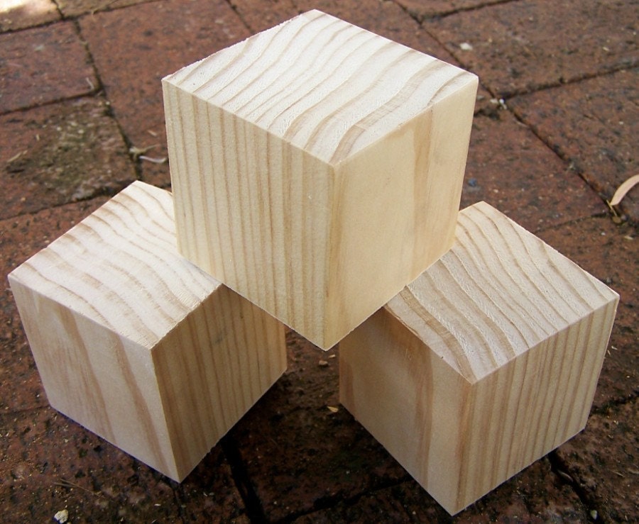 UNFINISHED WOODEN BLANKS Large 7cm Pine Blocks by NestInTheAttic