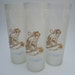 3 Libbey Psyche White Rock Frosted Glass Tumblers