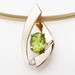 14k gold jewelry - peridot pendant - diamonds - gold necklace - gemstone necklace - designer jewelry - 3413