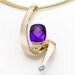 SALE - 14k Gold Necklace - Amethyst Pendant - Diamond Jewelry - February Birthstone - Purple Necklace - Statement Jewelry - 3421