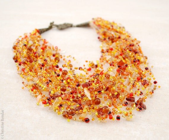 Indian summer crocheted seed bead necklace