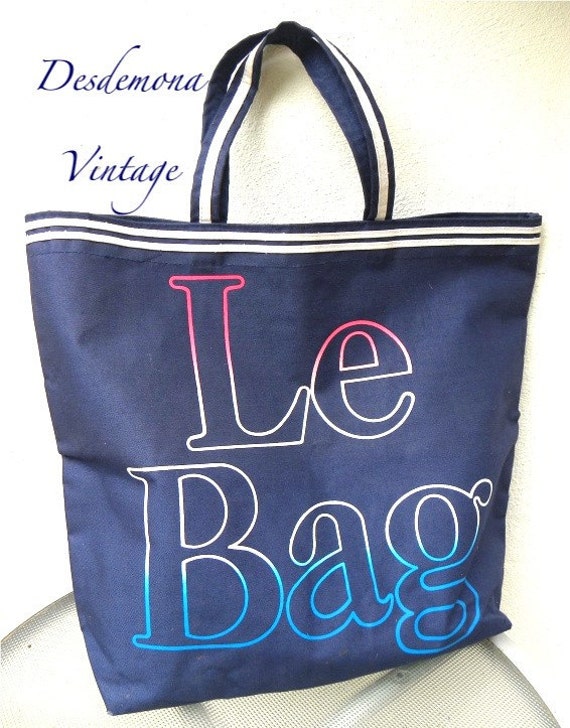 Vintage LE BAG tote hand bag NAUTICAL FRENCH PARIS francais