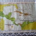 1940's LG VINTAGE LINEN SCHOOL MAP CARIBBEAN SETTLEMENT 1492-1543