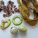 Jewelry Kit with Lime Green Enameled Beads, Toggle Clasp, Connector, Copper Chain, and Olive Sari Silk