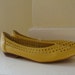 Vintage Never Worn Mustard Yellow Cut Out Wedged Leather Flats, Size 9, Deadstock, Vintage by BeastlyLettuce
