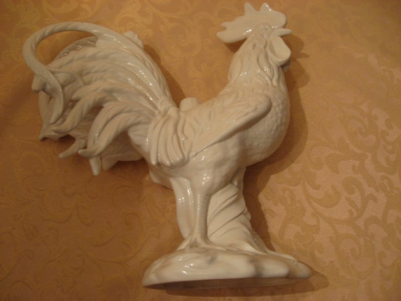 black and white ceramic rooster