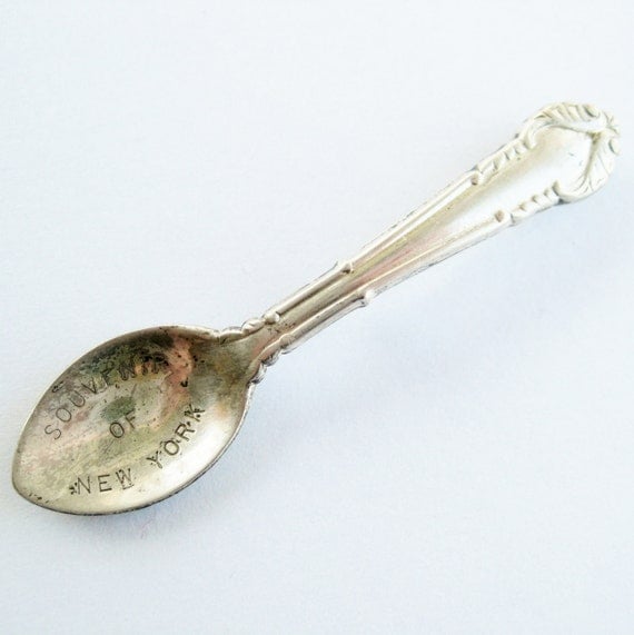 Vintage 40s Sterling Silver Miniature Spoon Souvenir Of New