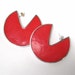 Reserved - Vintage 60s Sterling Silver Red Glass Slice Disc Mid Century Modernist Earrings