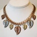 Vintage 40s 50s Gold Silver Bronze Mixed Metals Falling Leaves Filigree Choker Charm Necklace