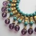 Reserved - Vintage 50s Miriam Haskell Style Eqyptian Revival Gold Link Amethyst Glass Bead Designer Bracelet