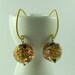 Earrings, Murano Glass Coins, Black, Red and 24kt Gold Foil, Vermeil Marquise Shaped Earwires